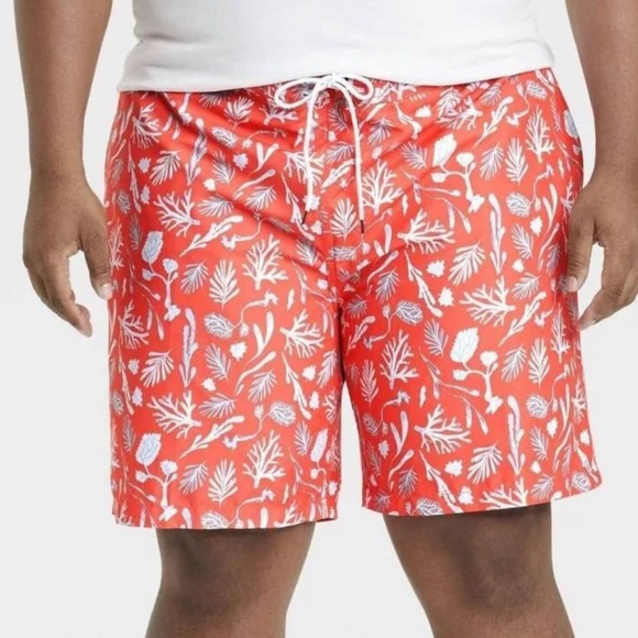 GoodFellow Co Swim Trunks Mens Mesh Lined Coral Sea Life - Picture 1 of 3